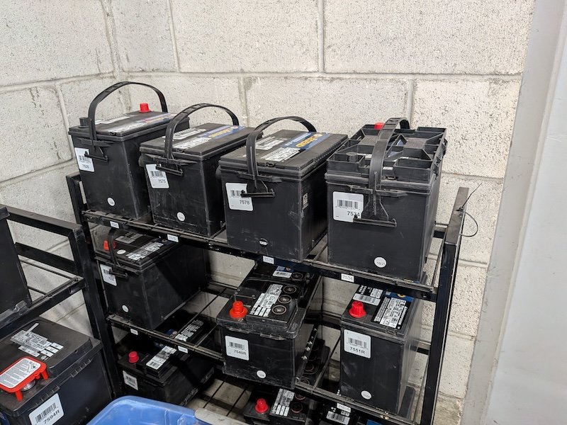 Stack of car batteries