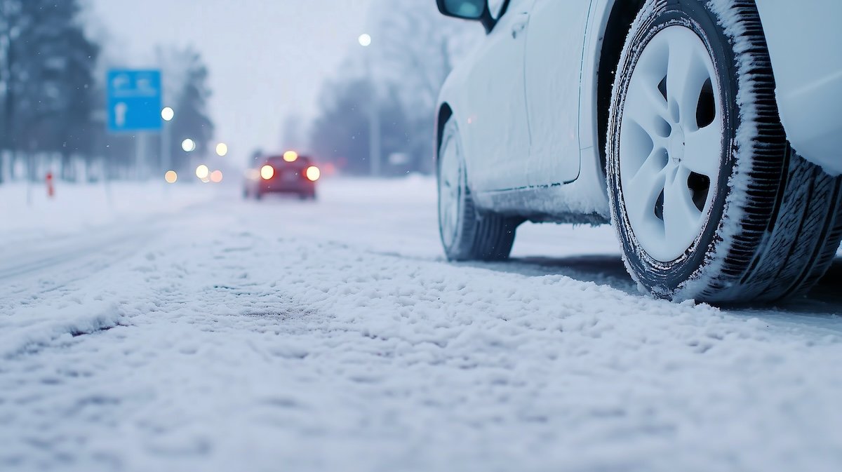 Brakes in Winter Ground-Level shot of damaged tire, deflated tire, snowy highway, daytime, --ar 16:9 --style raw --personalize ao1fvwx --stylize 200 --v 6.1 Job ID: e200b09e-c92c-4305-b65f-8ad60cb1d917