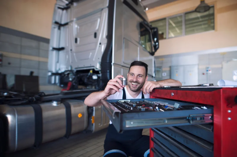 Truck repair shop interior