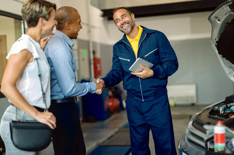 auto repair consultation in garage
