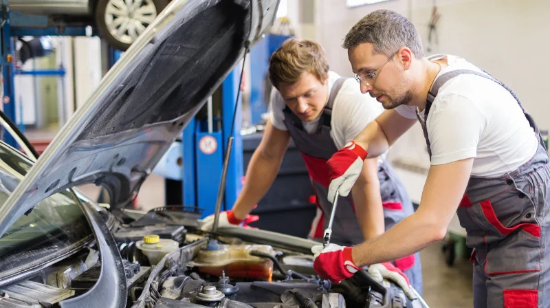 car maintenance inspection in garage