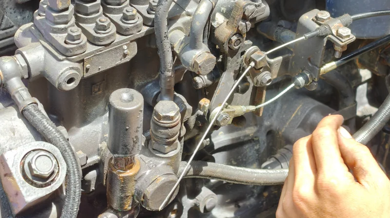 mechanic working on diesel engine