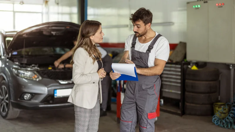 service advisor explaining vehicle condition